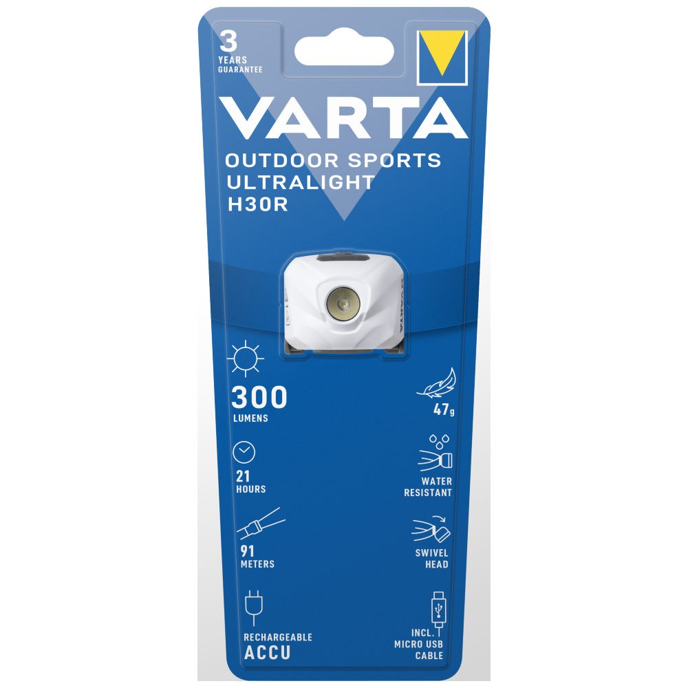 VARTA VARTA OUTDOOR SPORTS ULTRALIGHT H30R fehér tölthető fejlámpa