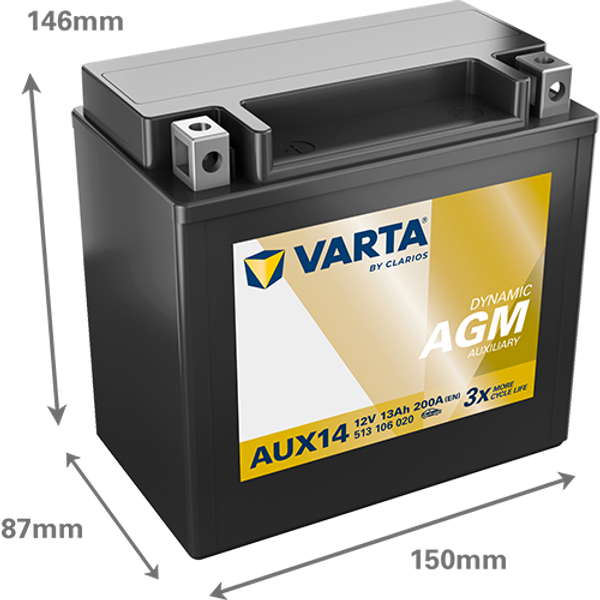 VARTA Varta Dynamic AUX - 12v 13ah - kiegészítő akkumulátor - bal+ AGM *YTX14 *AUX14