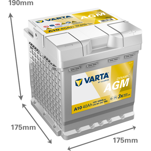 VARTA Varta Dynamic AGM - 12v 40ah - autó akkumulátor - jobb+