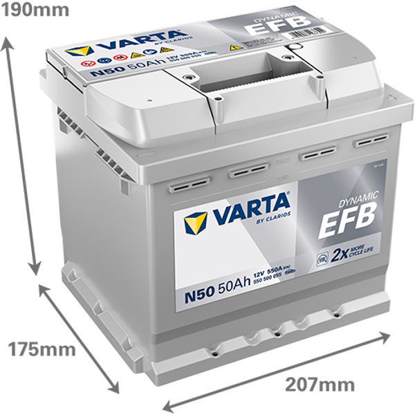 VARTA Varta Dynamic EFB - 12V 50Ah - autó akkumulátor - jobb+