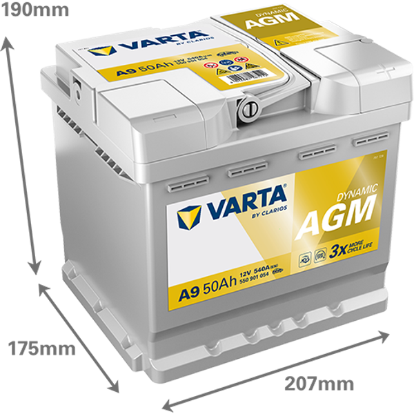 VARTA Varta Dynamic AGM - 12v 50ah - autó akkumulátor - jobb+