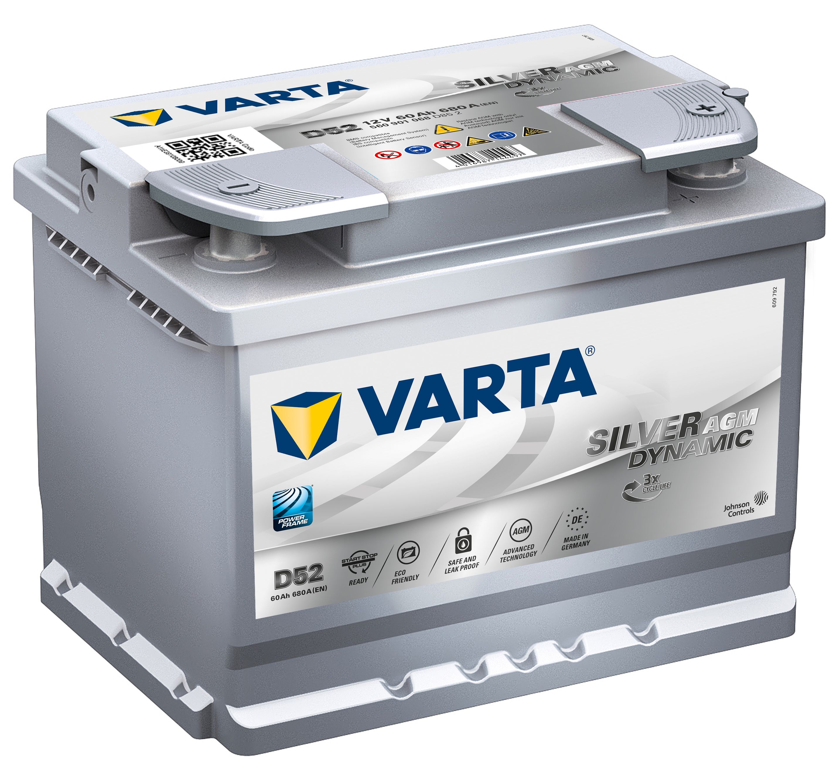 VARTA Varta Silver Dynamic AGM - 12v 60ah - autó akkumulátor - jobb+