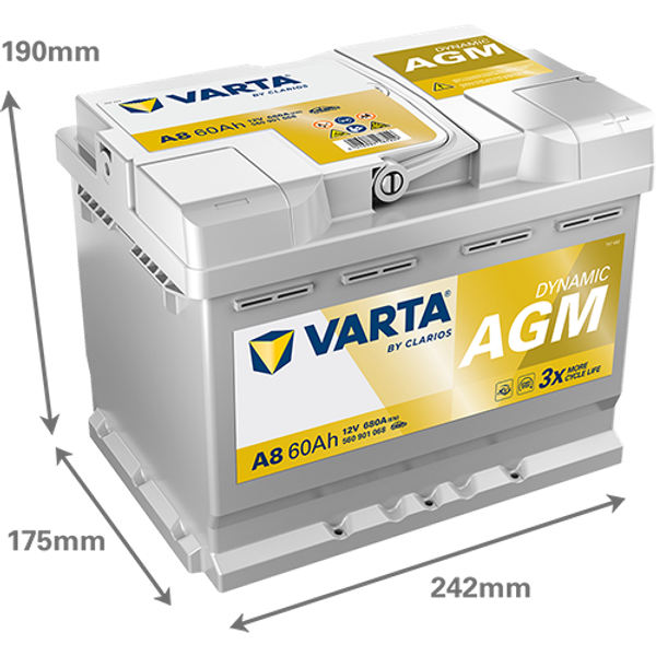 VARTA Varta Dynamic AGM - 12v 60ah - autó akkumulátor - jobb+