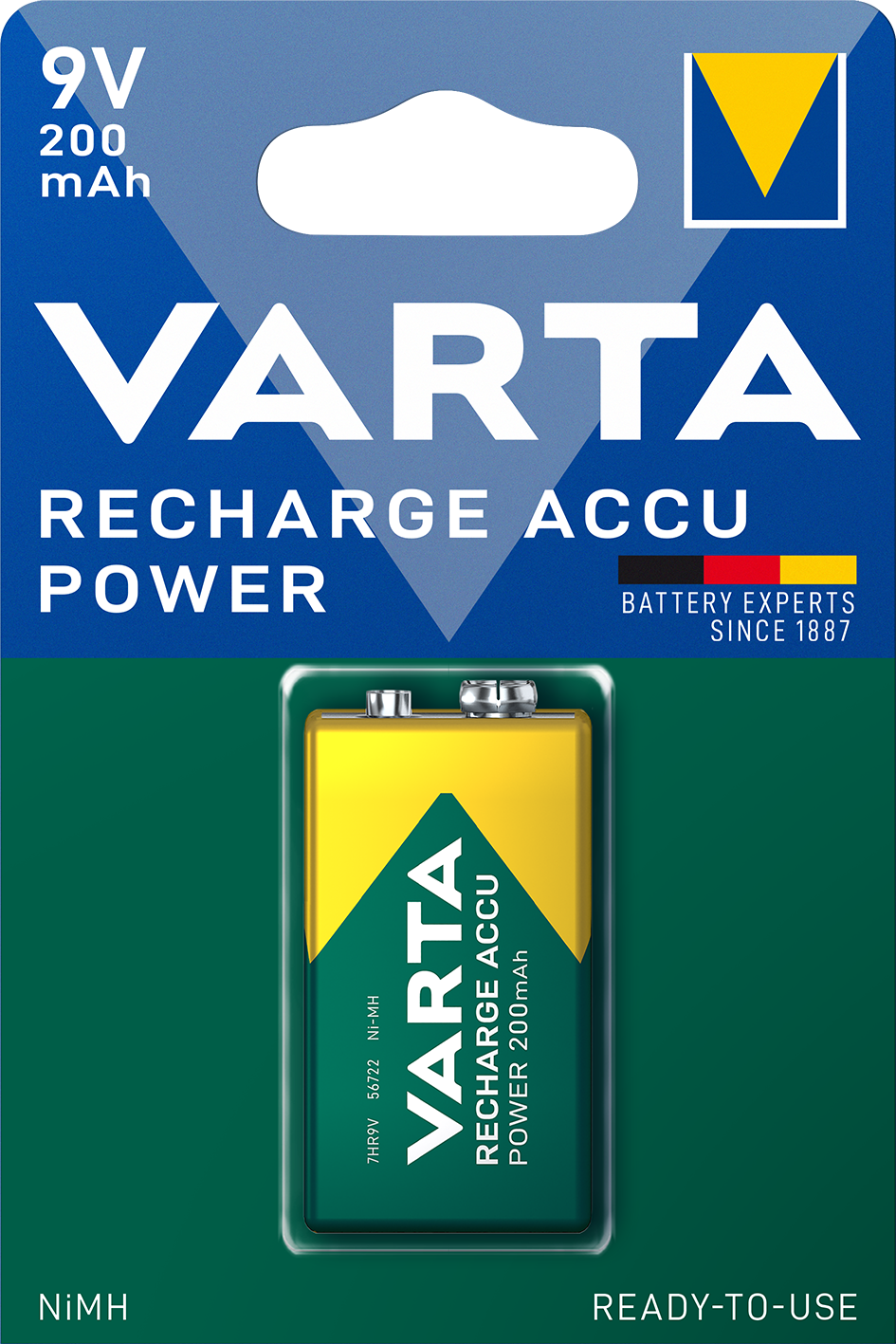 VARTA Elem akkumulátor 9V 200mAh Ready to Use