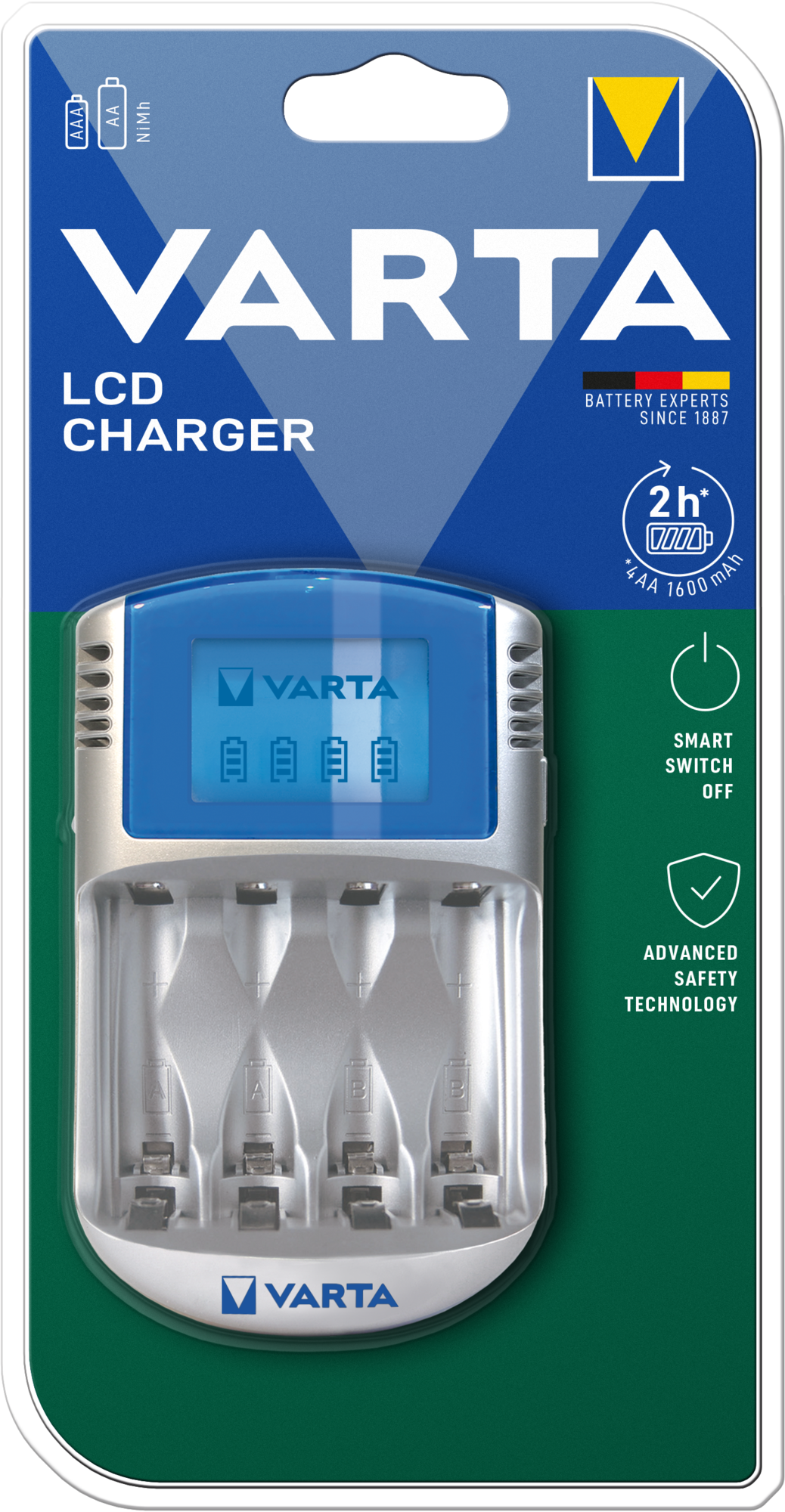 VARTA Elem akkumulátor töltő - LCD + 12V adapter + USB kábel
