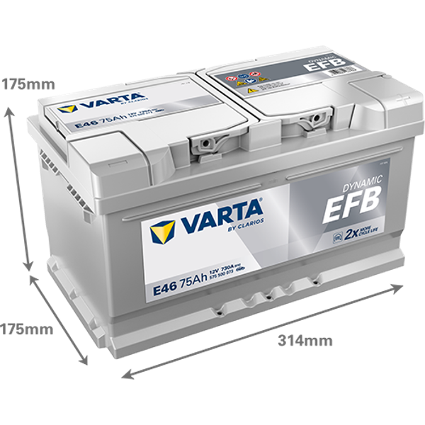 VARTA Varta Dynamic EFB - 12v 75ah - autó akkumulátor - jobb+