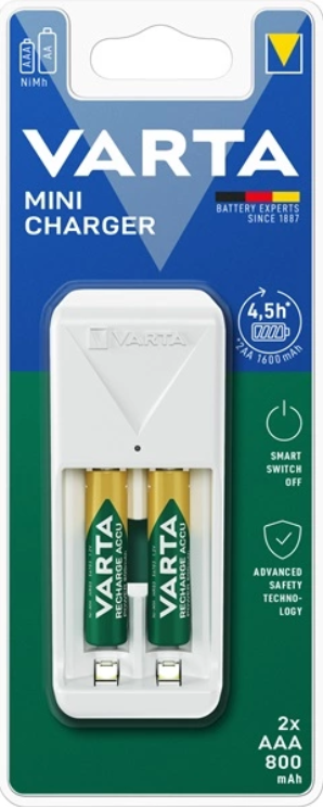 VARTA VARTA Mini töltő + 2 db AAA 800 mAh akkumulátor