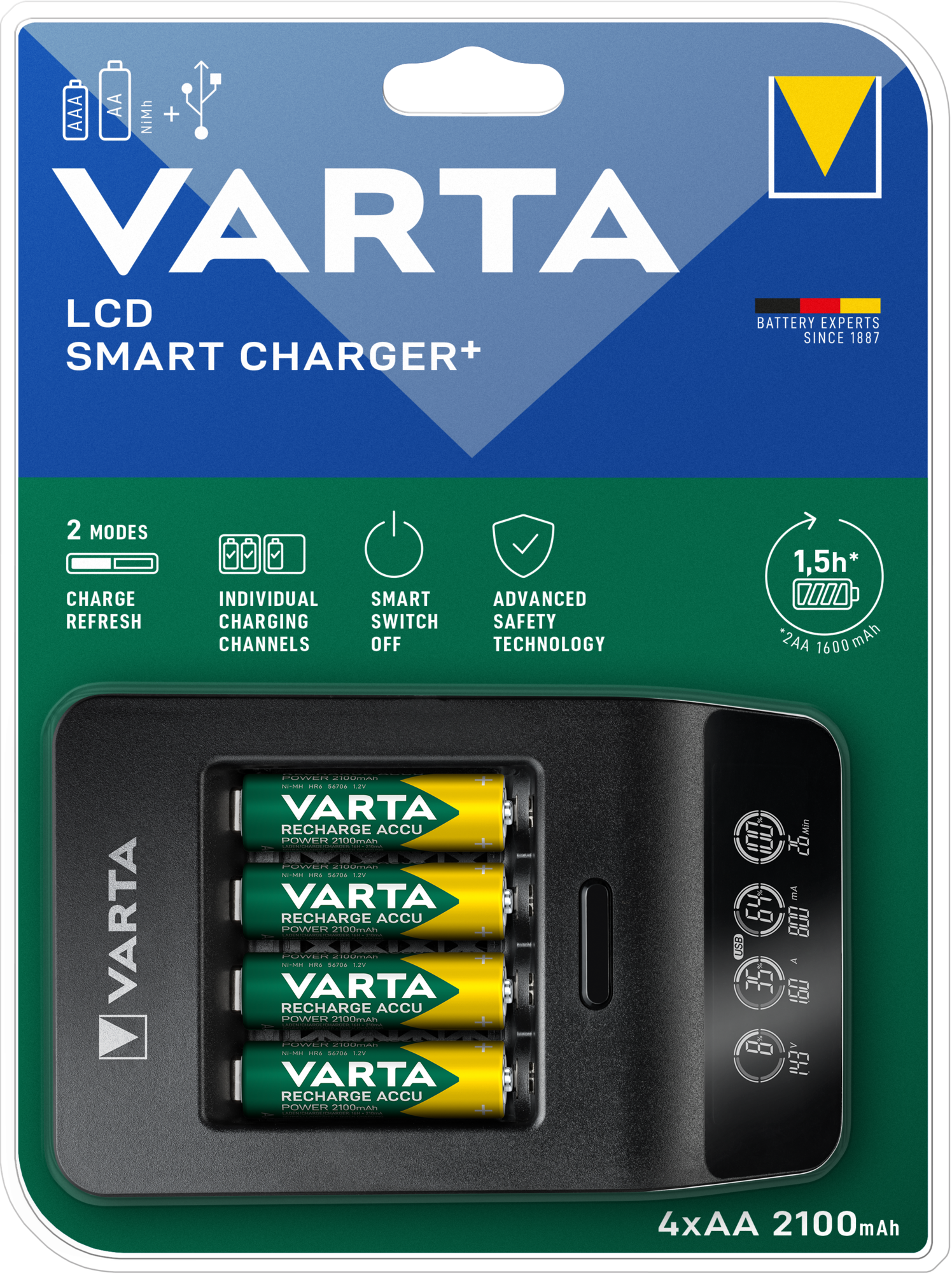 VARTA Elem akkumulátor töltő - LCD Smart Charger
