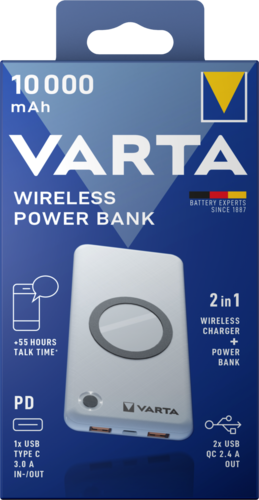 VARTA VARTA Portable Wireless Powerbank+vezeték nélküli töltő 10.000mAh