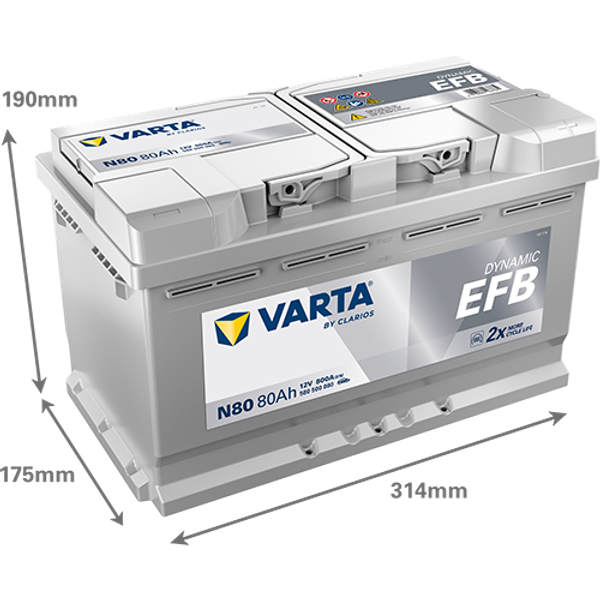 VARTA Varta Dynamic EFB - 12v 80ah - autó akkumulátor - jobb+