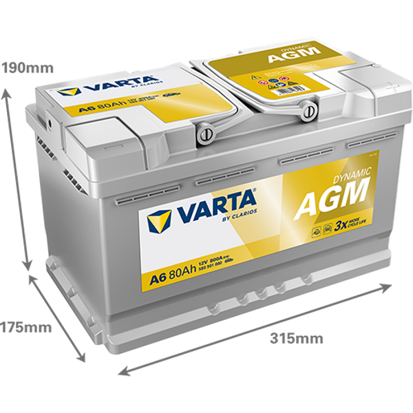 VARTA Varta Dynamic AGM - 12v 80ah - autó akkumulátor - jobb+