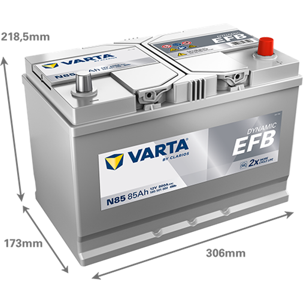 VARTA Varta Dynamic EFB - 12v 85ah - autó akkumulátor - jobb+ ázsia