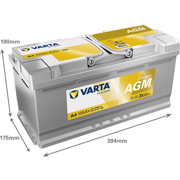 VARTA Varta Dynamic AGM - 12v 105ah - autó akkumulátor - jobb+