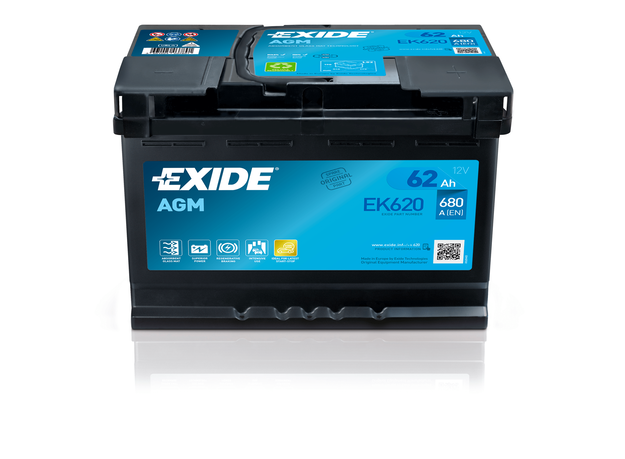 Exide EXIDE Start-Stop AGM 12V 62Ah 680A jobb+ autó akkumulátor