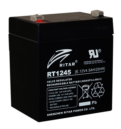 RITAR RT E - 12V 4,5Ah - zárt savas akkumulátor - riasztókhoz
